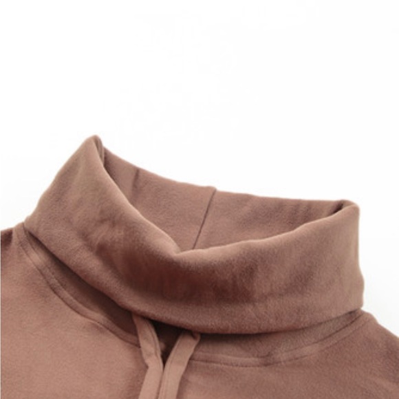 Brown Cowl Neck Drop Shoulder Sweatshirt - Picture 6 of 13